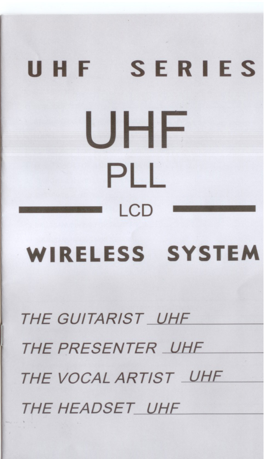 Karsect UHF PLL WIRELESS SYSTEM User Manual