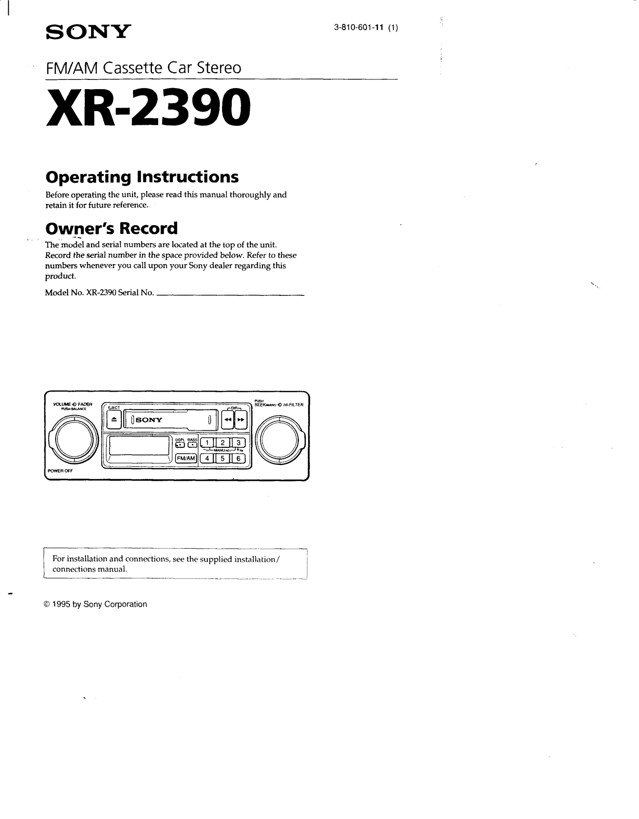 Sony XR-2390 User Manual