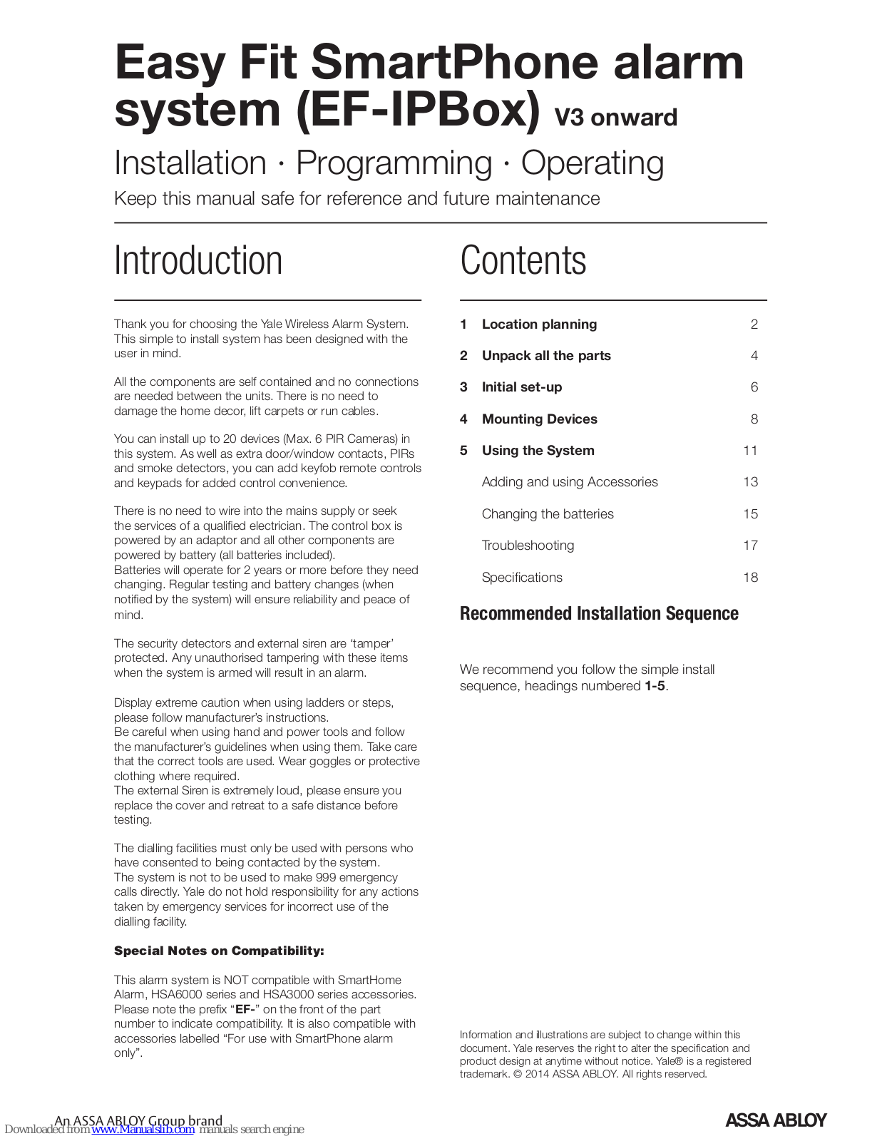 Yale EF-IPBox Installation, Programming, Operating