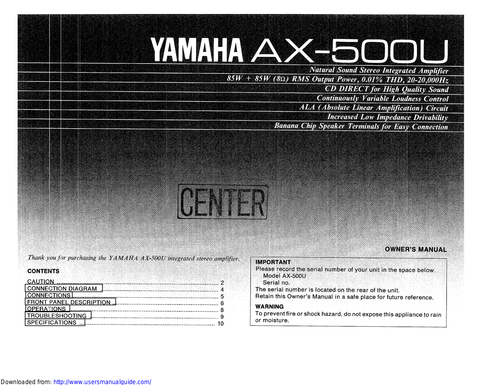 Yamaha Audio AX-500 User Manual