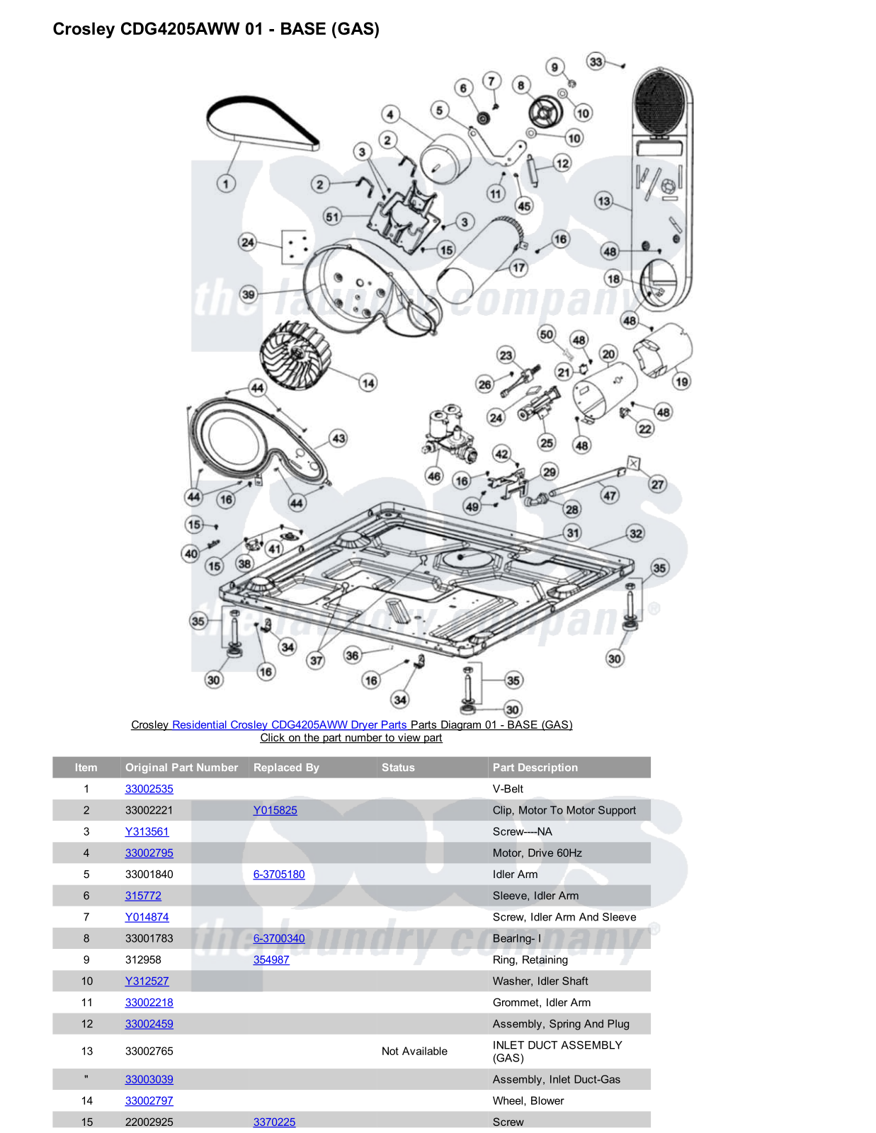 Crosley CDG4205AWW Parts Diagram