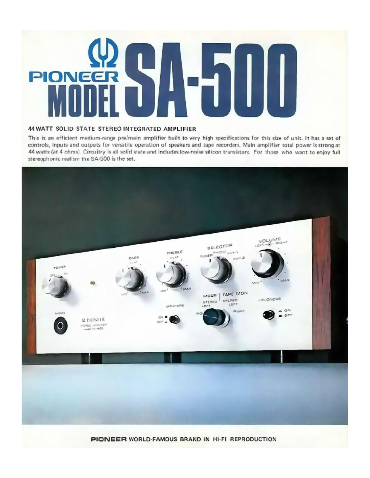 Pioneer SA-500 Brochure