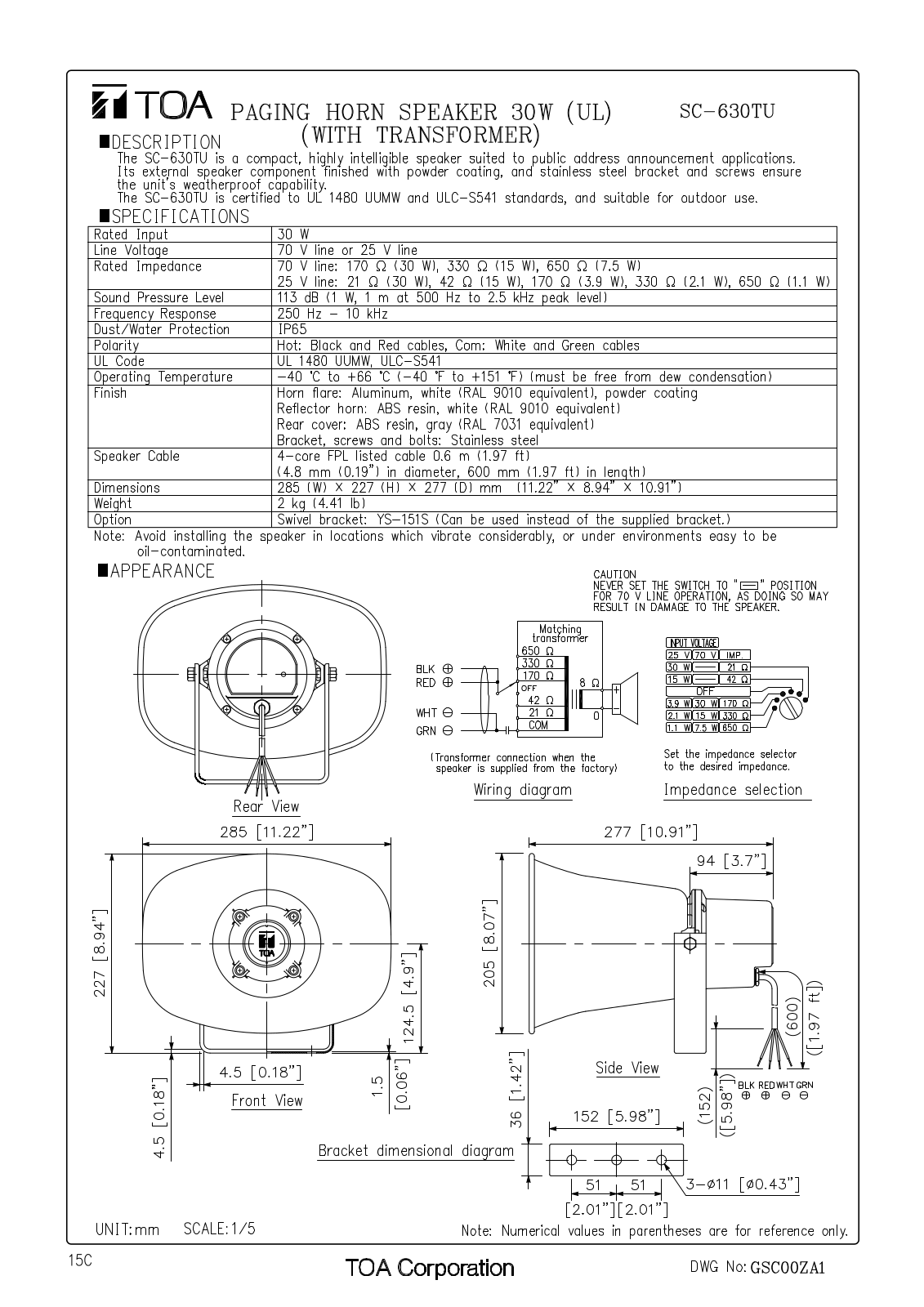 TOA SC-630TU User Manual