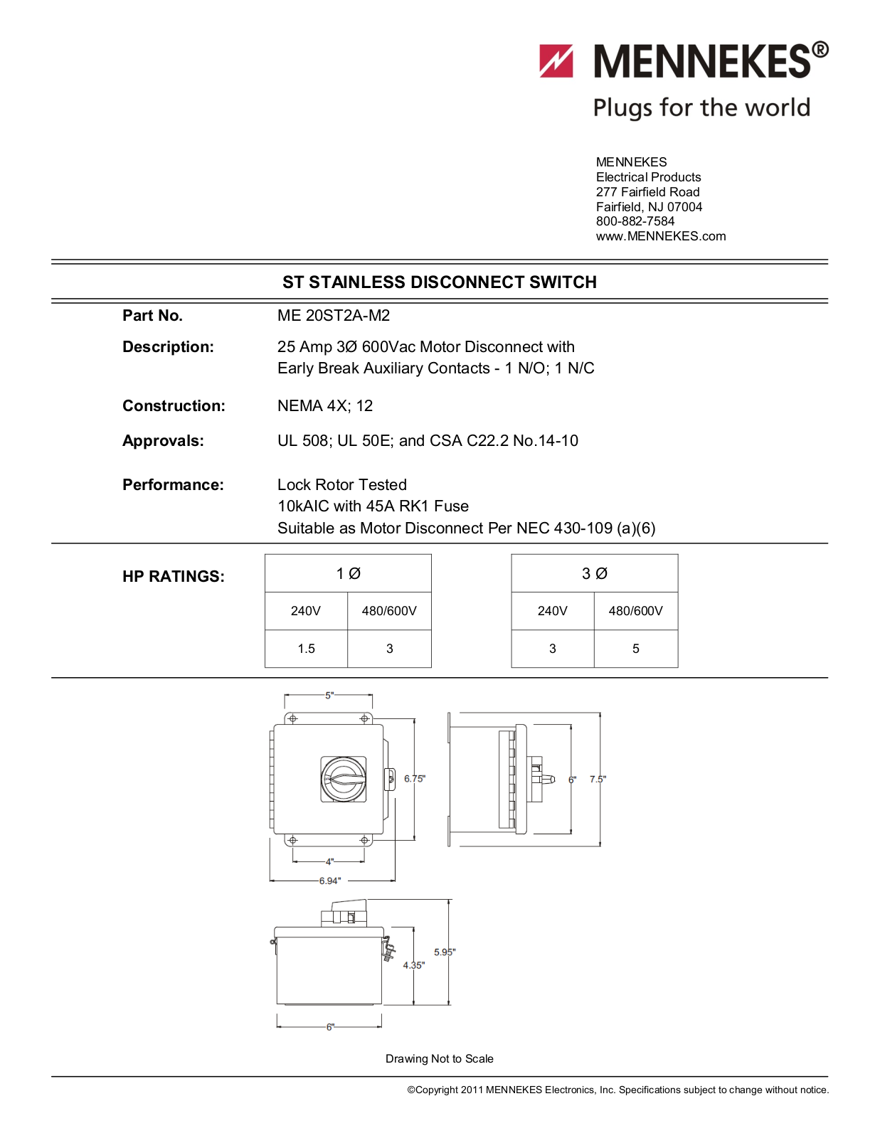 Mennekes Electrical Products ME20ST2A-M2 Data sheet