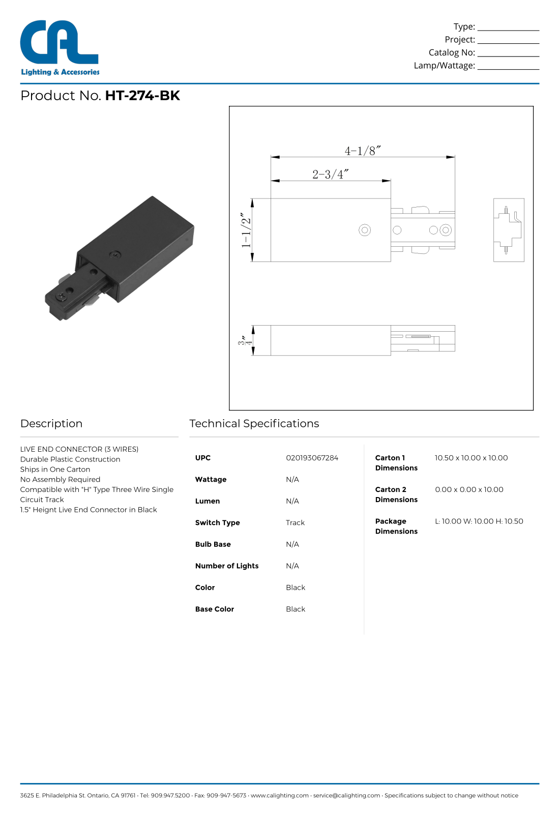 Cal Lighting CG10597 Specifications - ManualMachine.com
