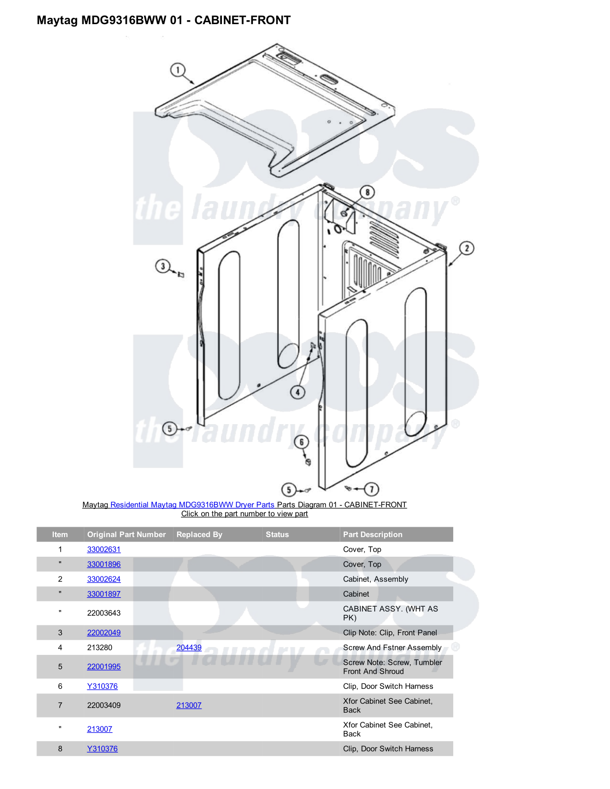 Maytag MDG9316BWW Parts Diagram