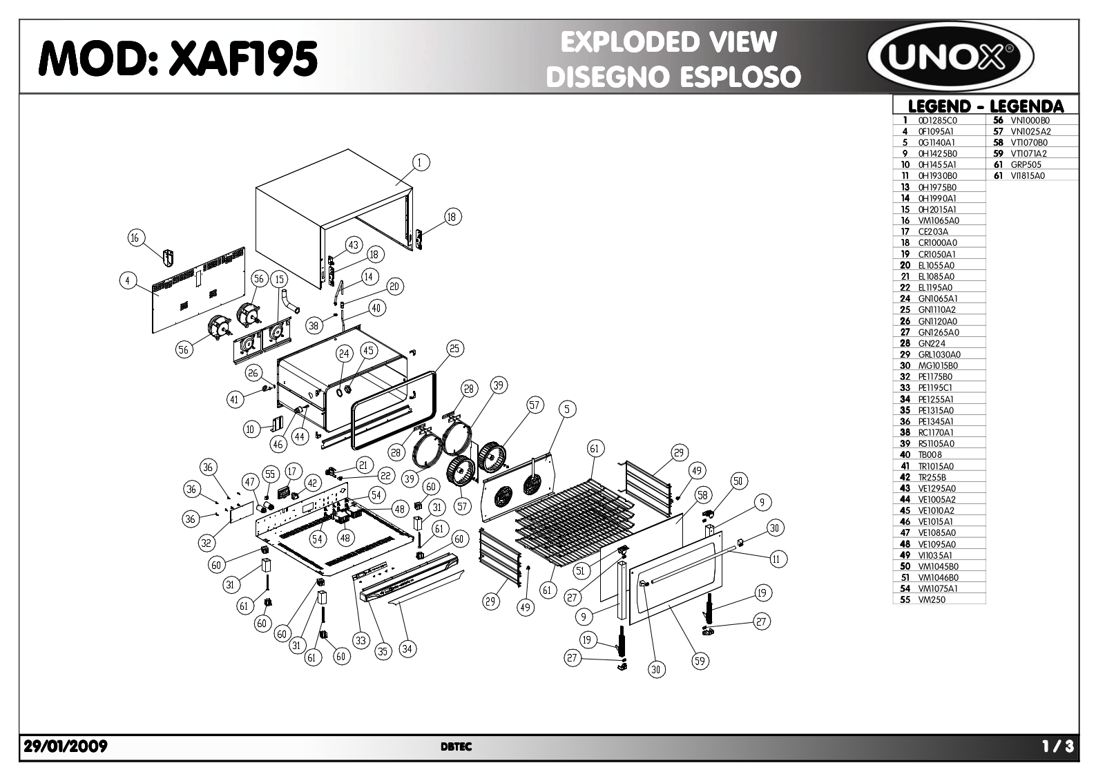 Cadco XAF-195 Parts List