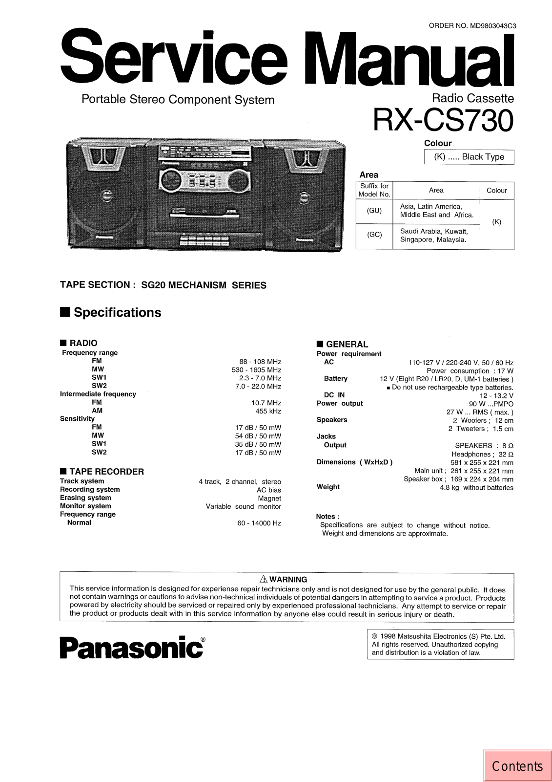 JVC RX CS730 GU Service Manual