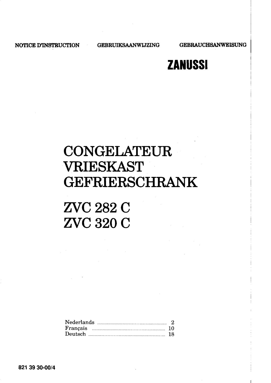 Zanussi ZVC320C, ZVC282C Instruction Manual