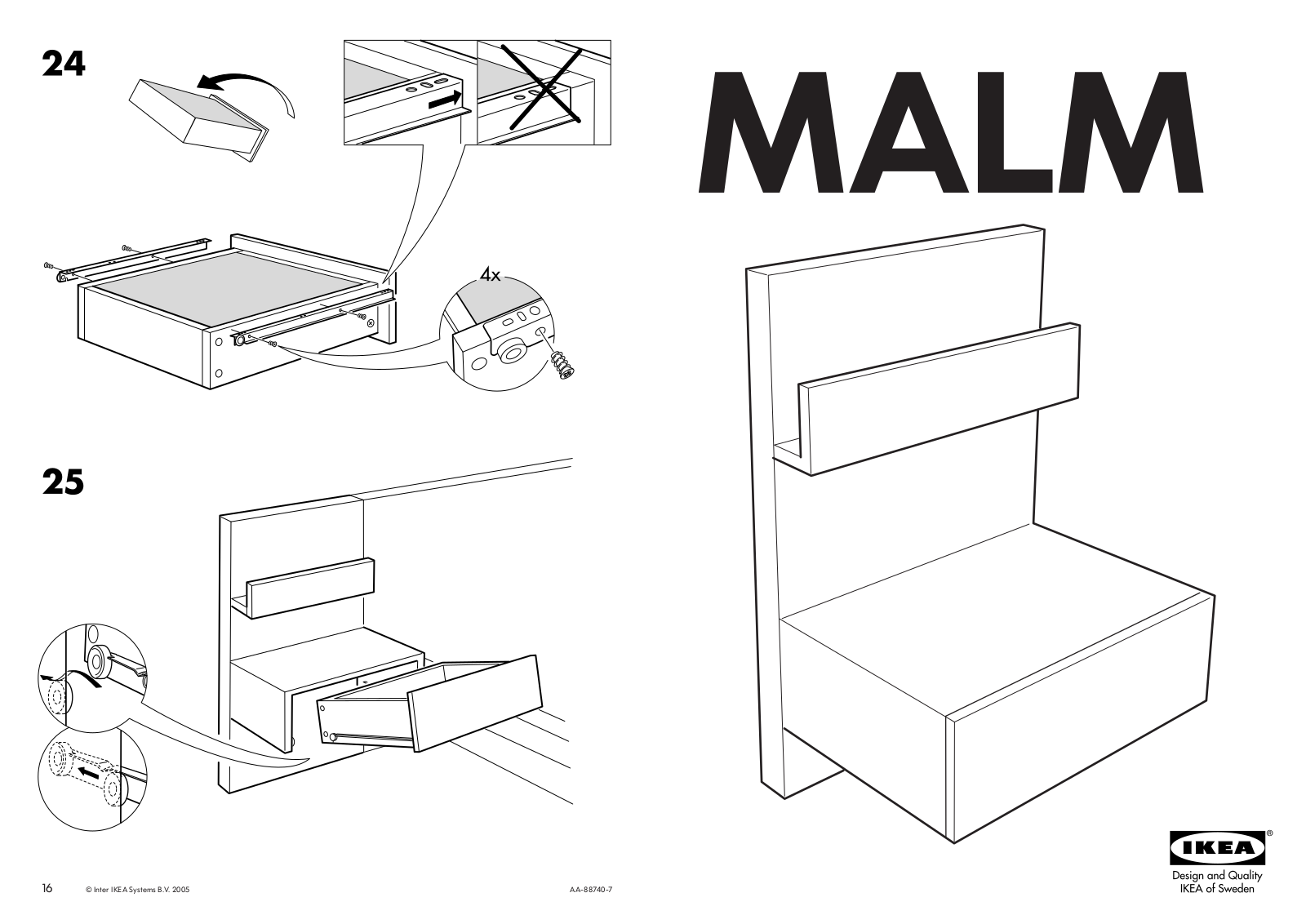 IKEA MALM BEDSIDE TABLE 20X16 Assembly Instruction