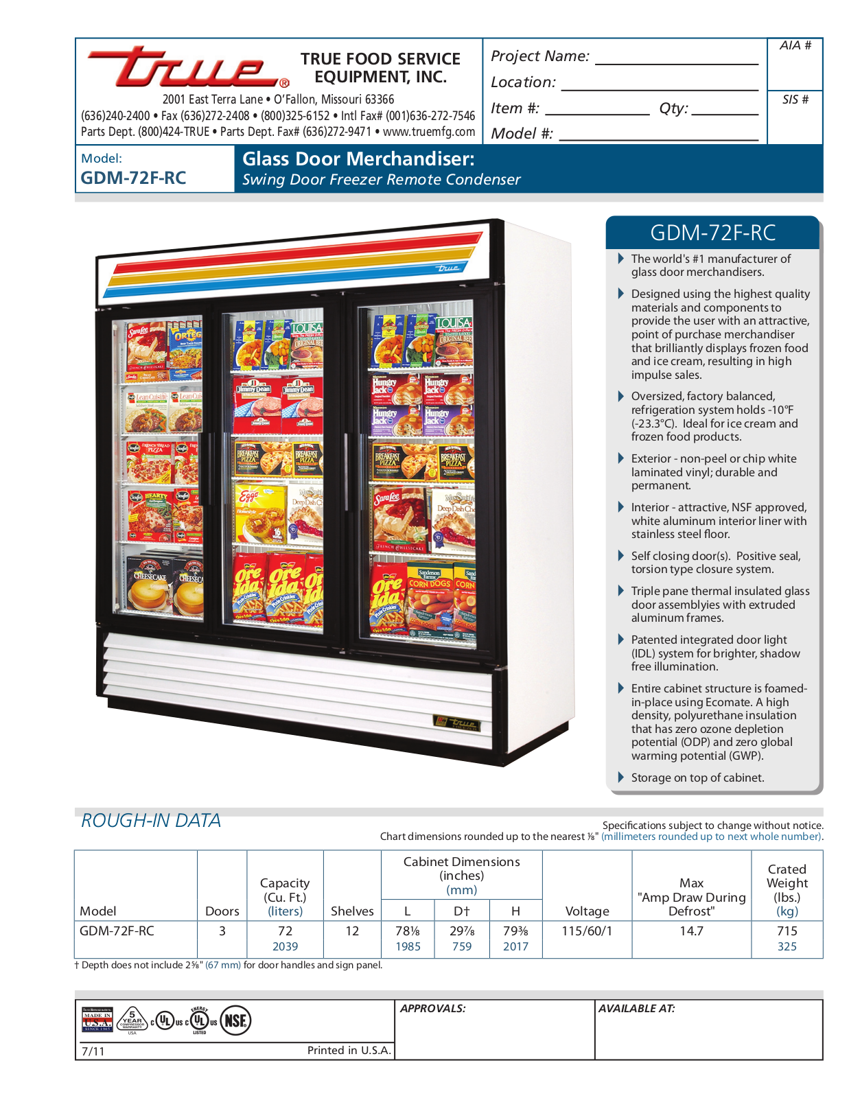 True GDM-72F-RC User Manual