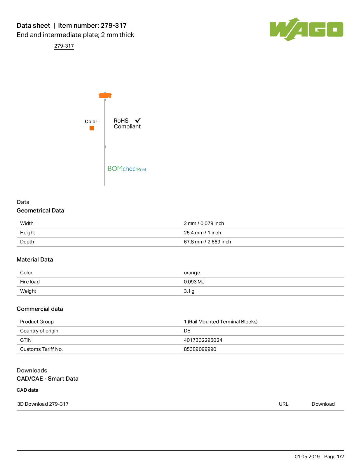 Wago 279-317 Data Sheet