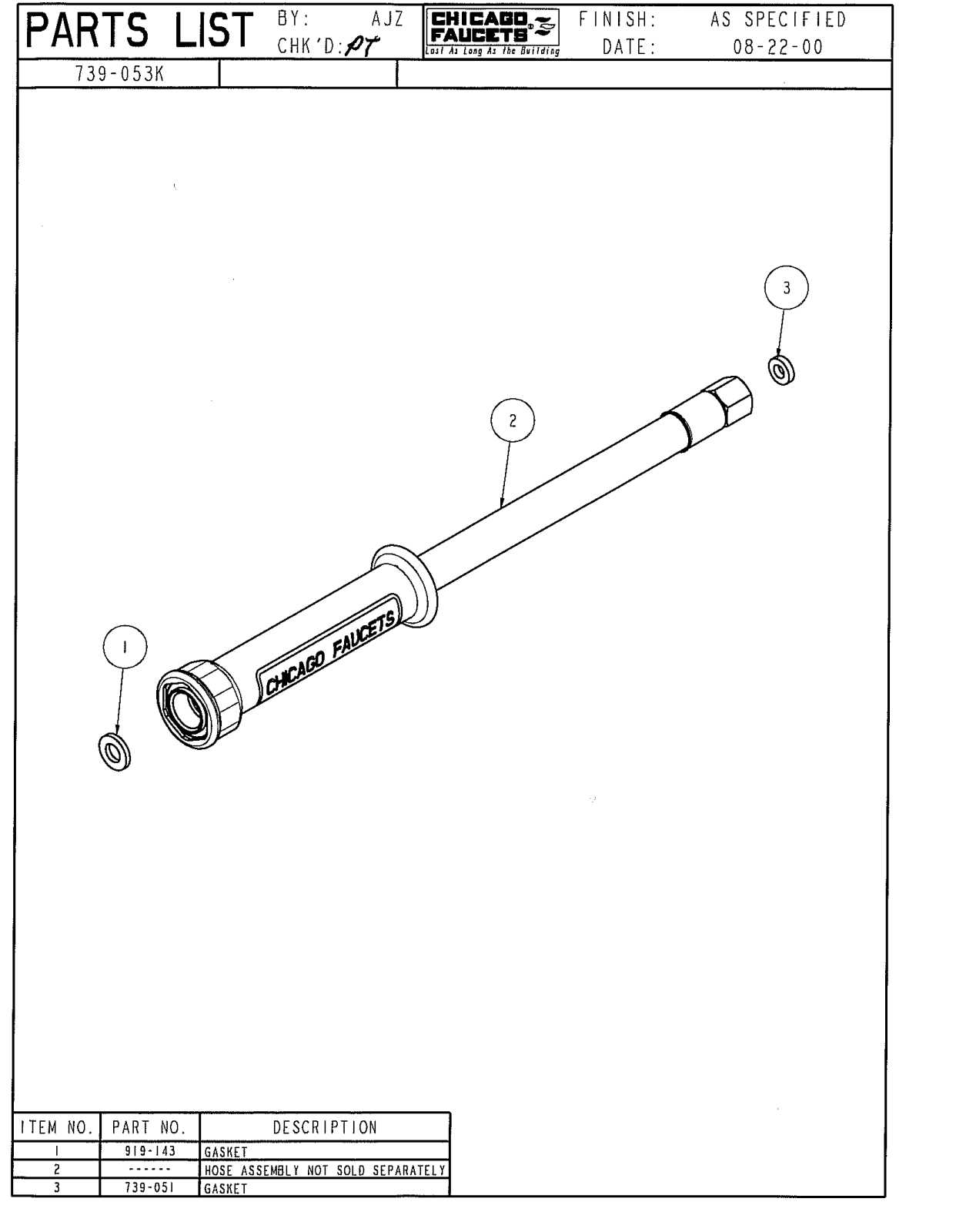 Chicago Faucet 739-053KJKNF Parts List