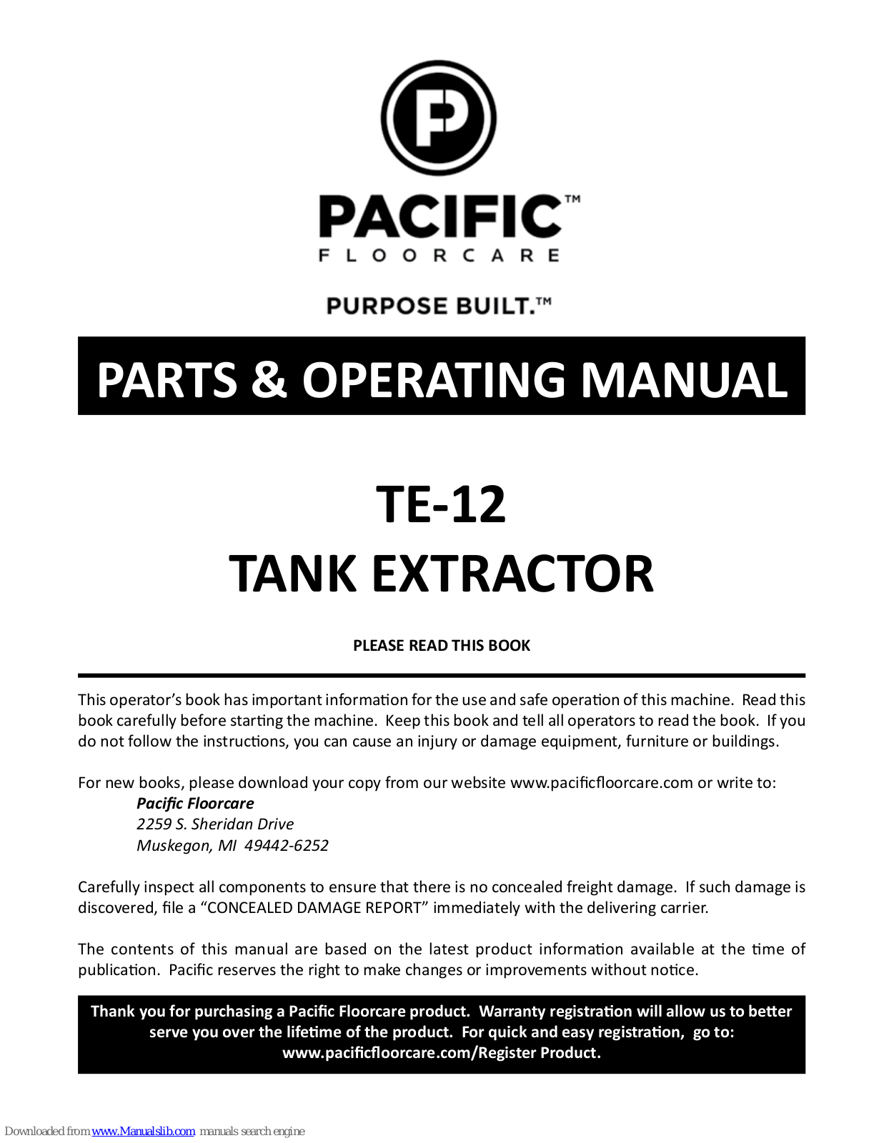 Pacific TE-12 Installation Manual