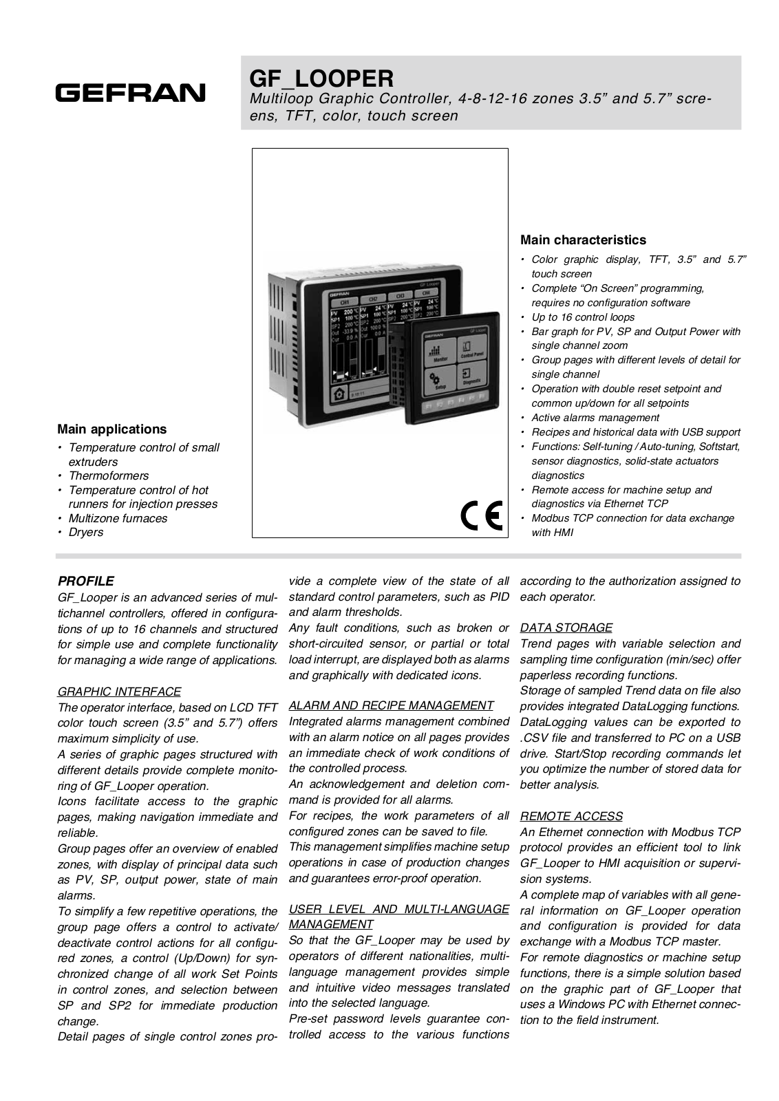 Gefran GF_LOOPER Data Sheet