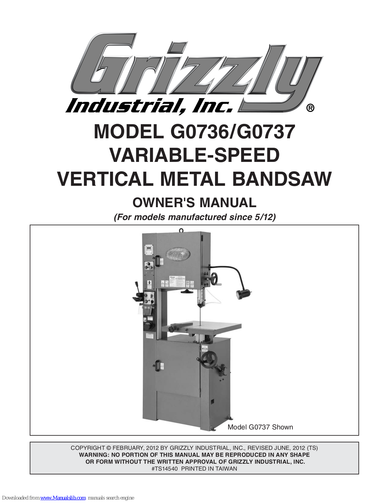 Grizzly G0737 Owner's Manual