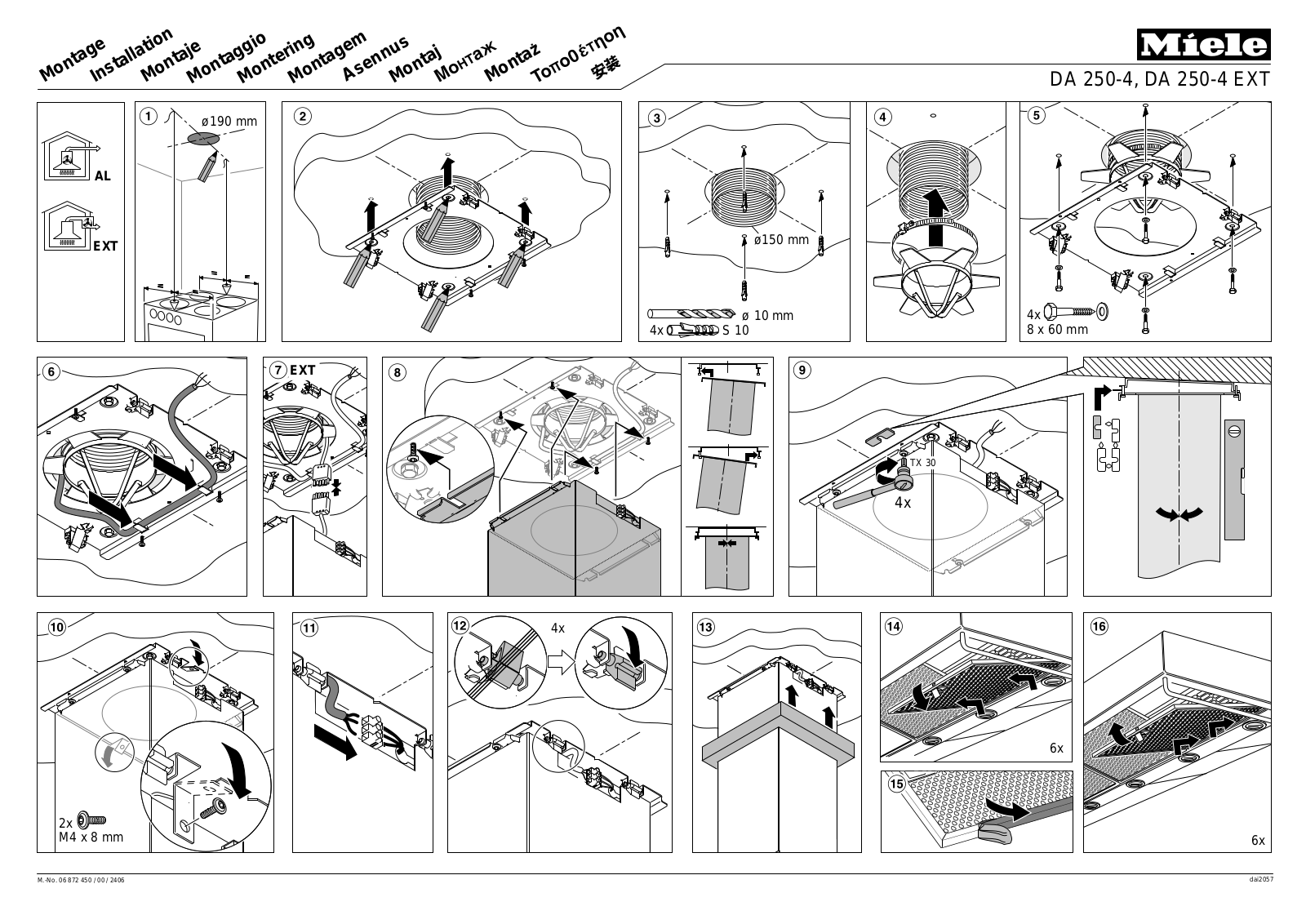 Miele DA 250-4, DA 250-4 EXT Fitting instructions