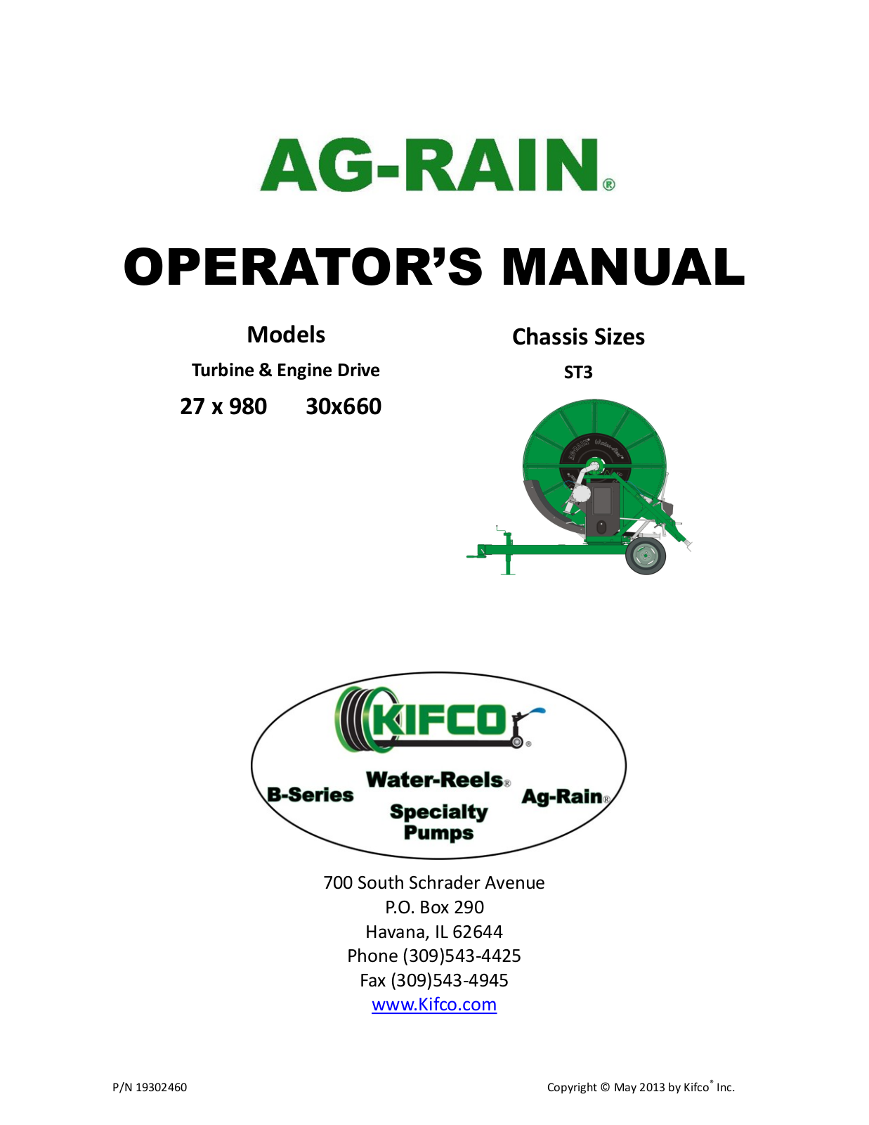 Kifco E30x660 400,000 Operator Manual