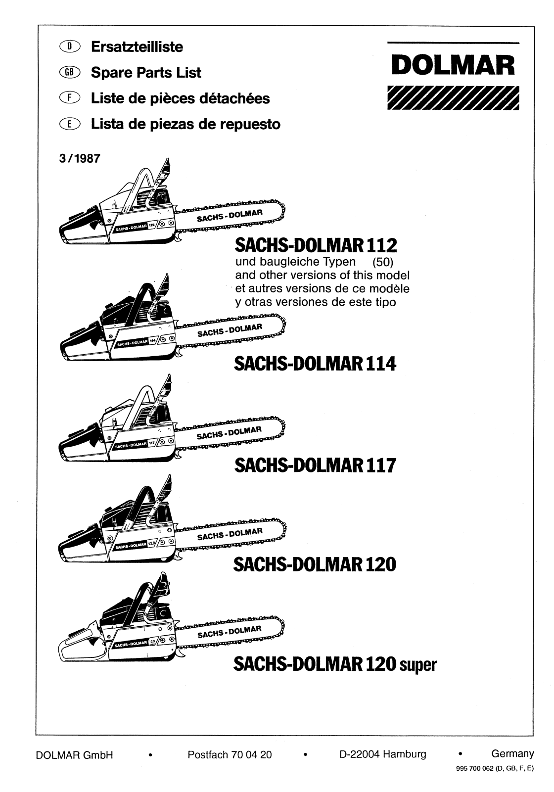 DOLMAR sachs-dolmar 112 User Manual