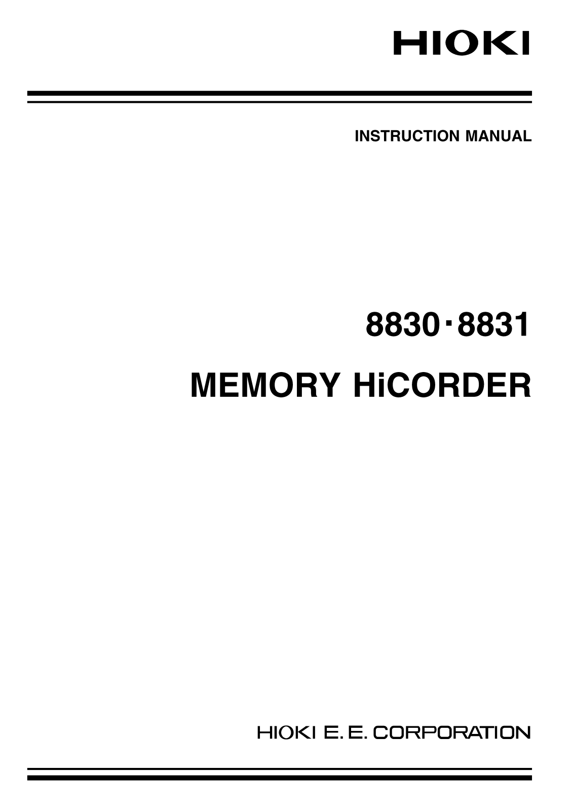 Hioki 8830, 8831 Instruction Manual