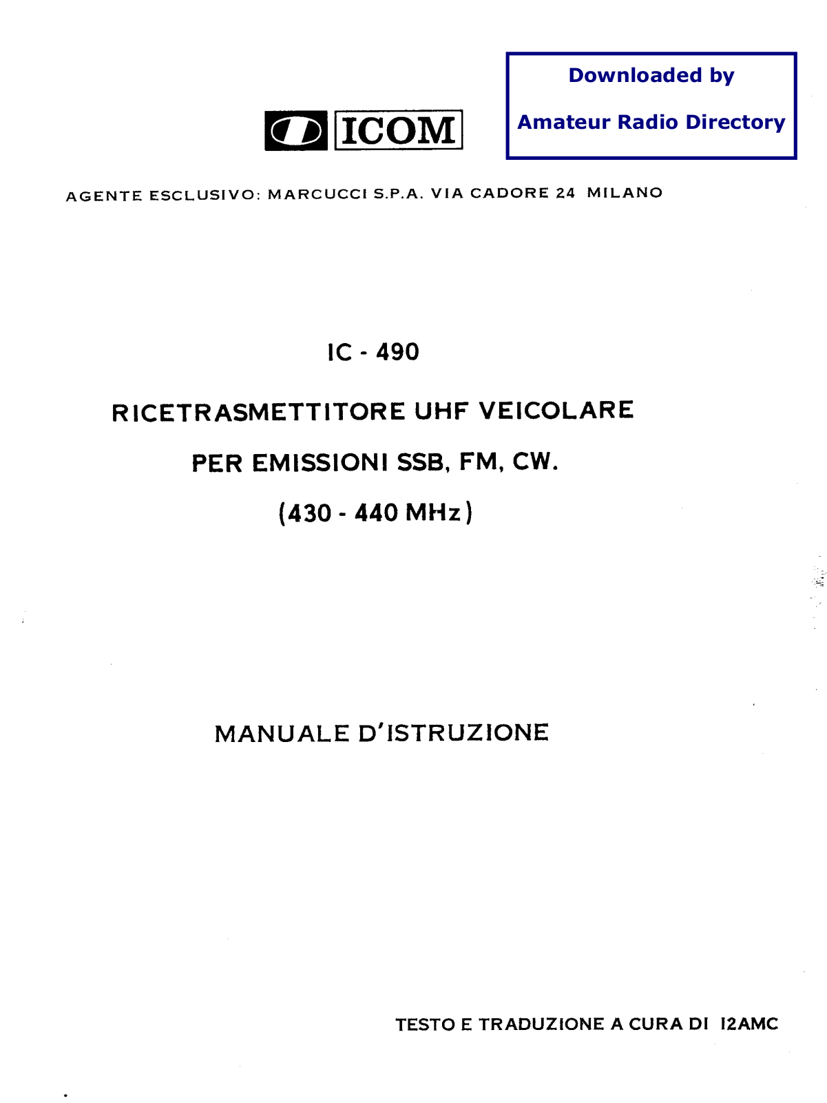 ICOM IC-490E User guide - ManualMachine.com