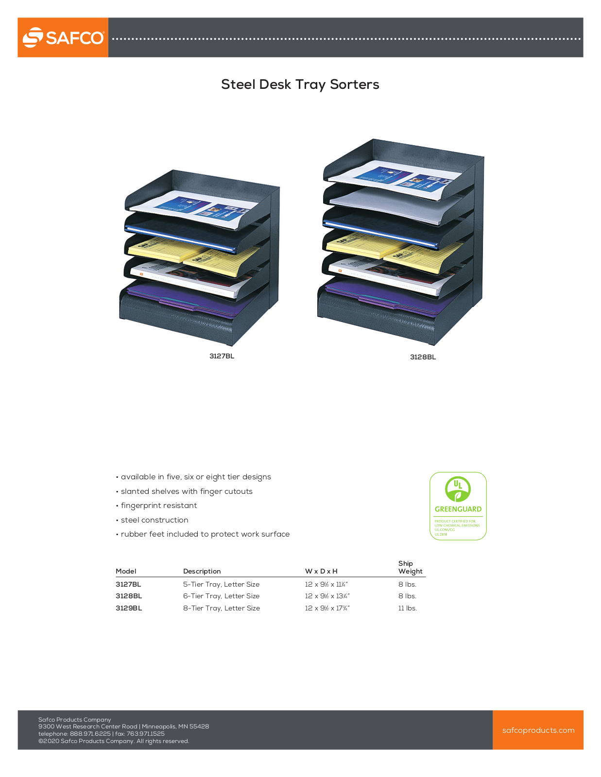 Safco 3128BL, 3129BL, 3127BL User Manual