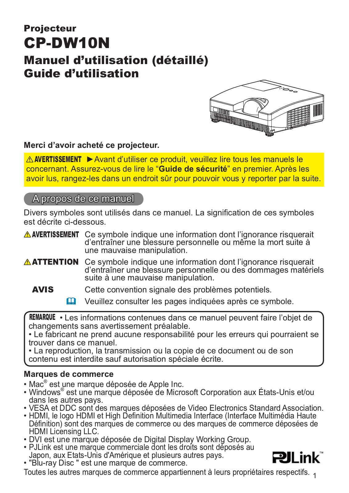 HITACHI CP-DW10 User Manual