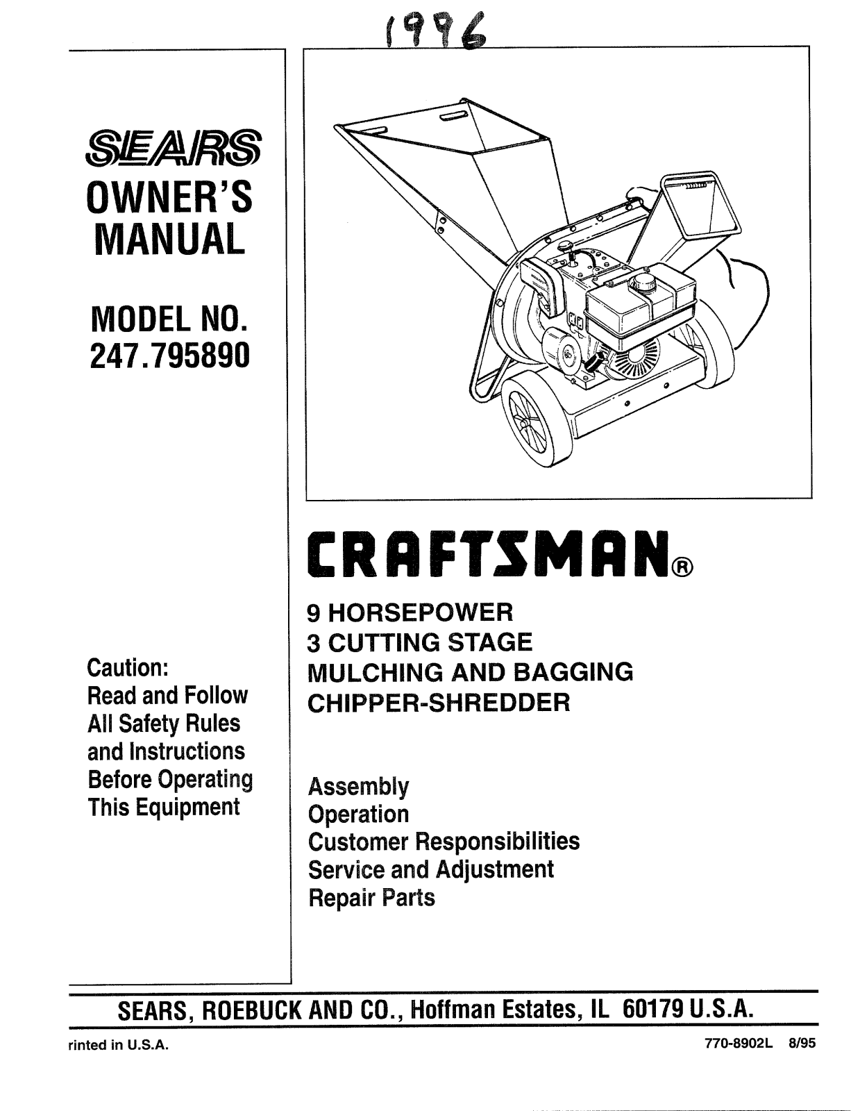 Sears 247-795890 User Manual