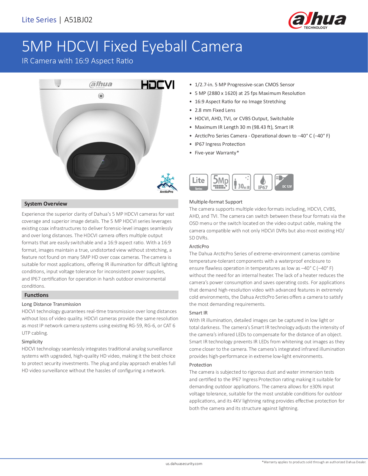 Dahua A51BJ02 Datasheet