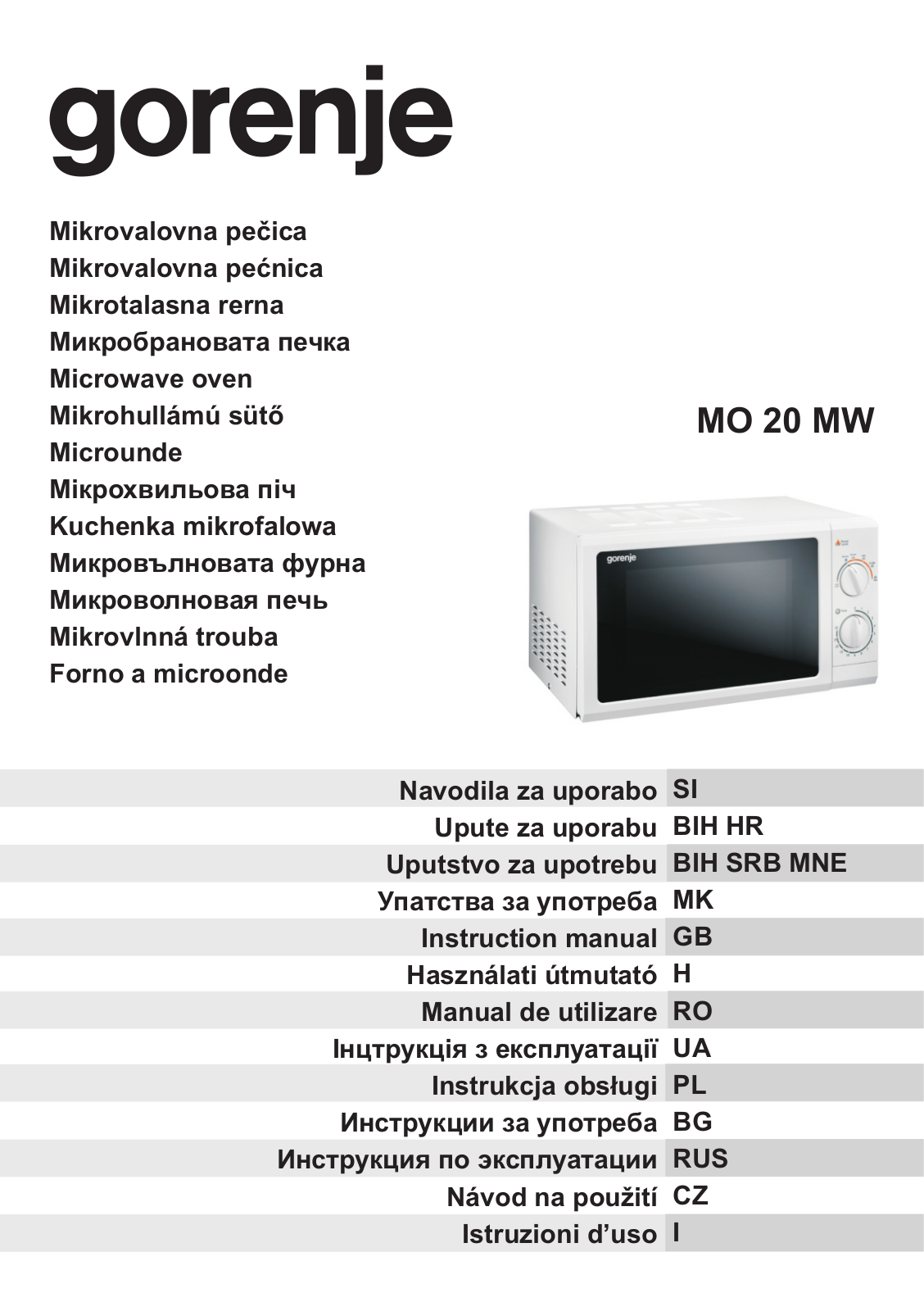 Gorenje MO 20 MW User Manual