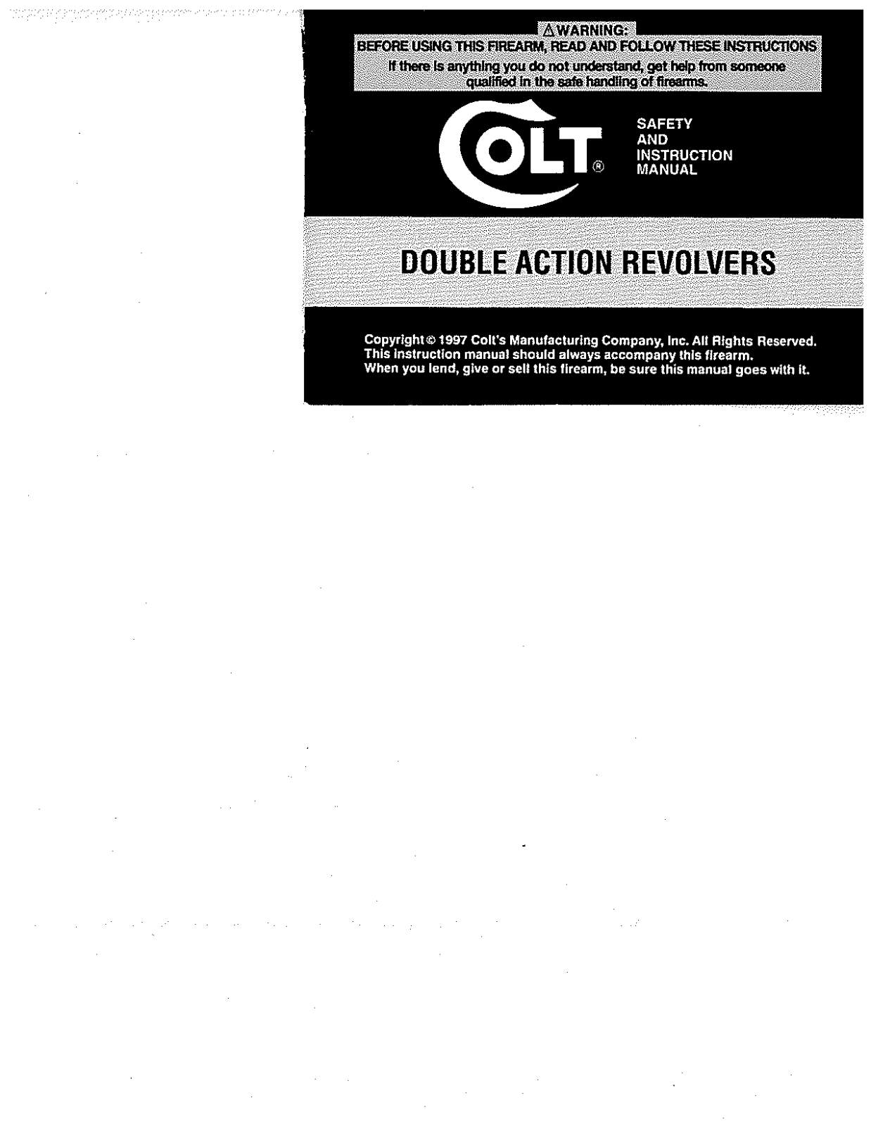 COLT Double Action Revolver User Manual