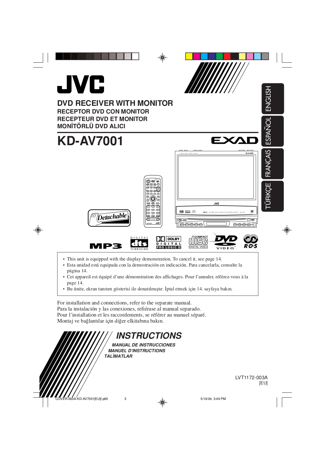 JVC KD-AV7000, KD-AV7001, KD-AV7005, KD-AV7008, KV-MAV7001 User Manual