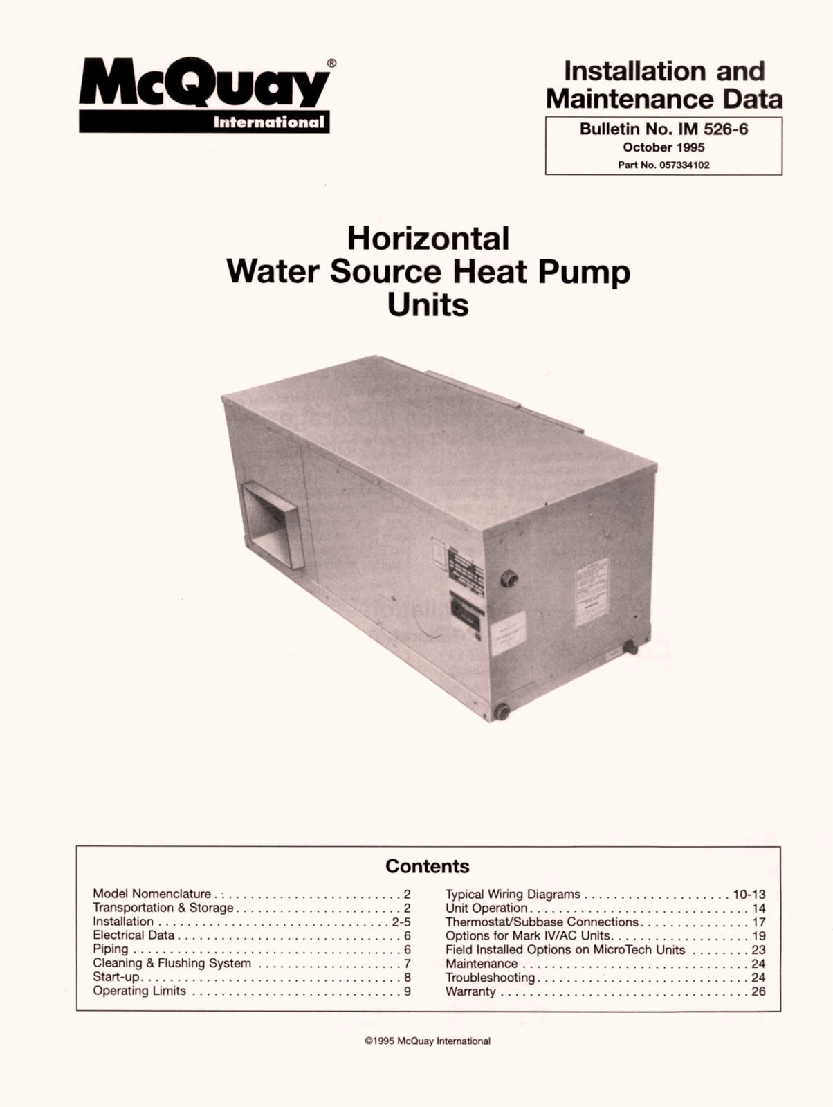 McQuay CCH007C Installation  Manual