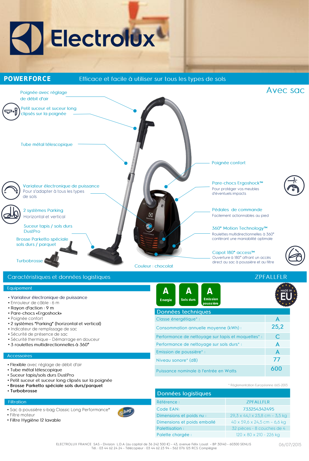 Electrolux ZPFALLFLR product sheet