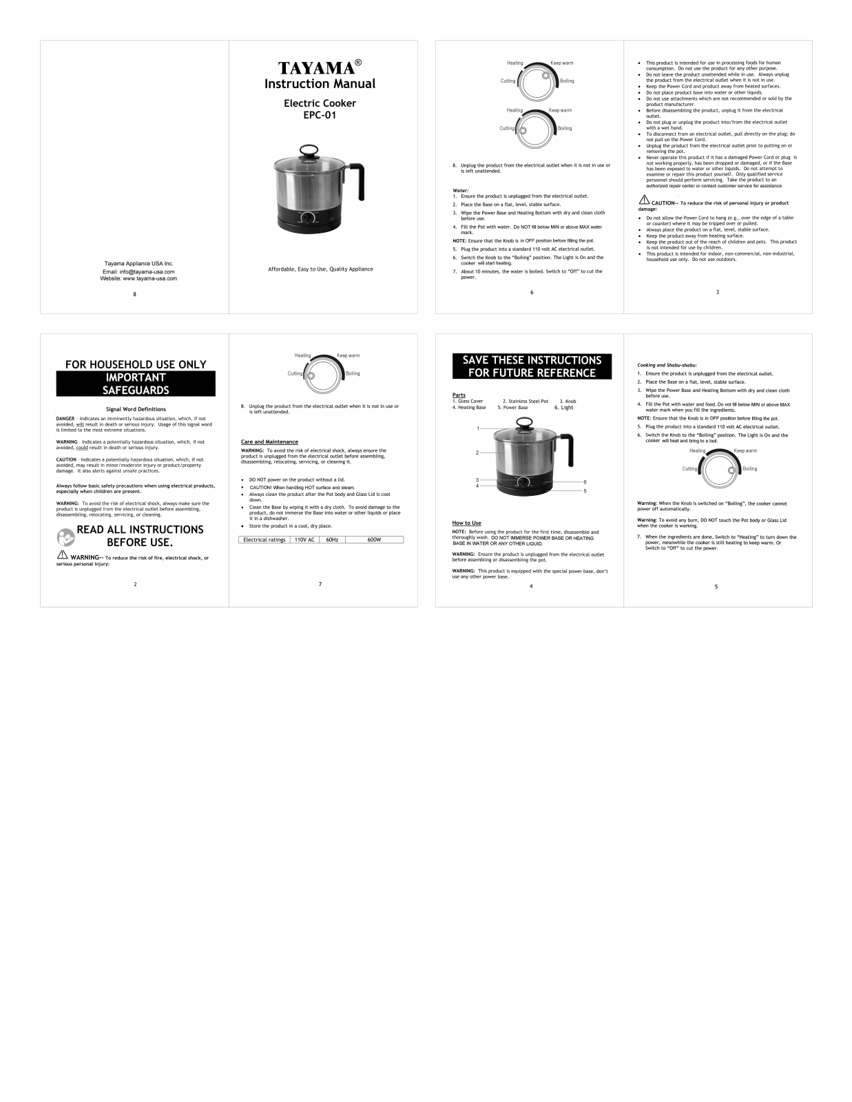 Tayama EPC-01 User Manual