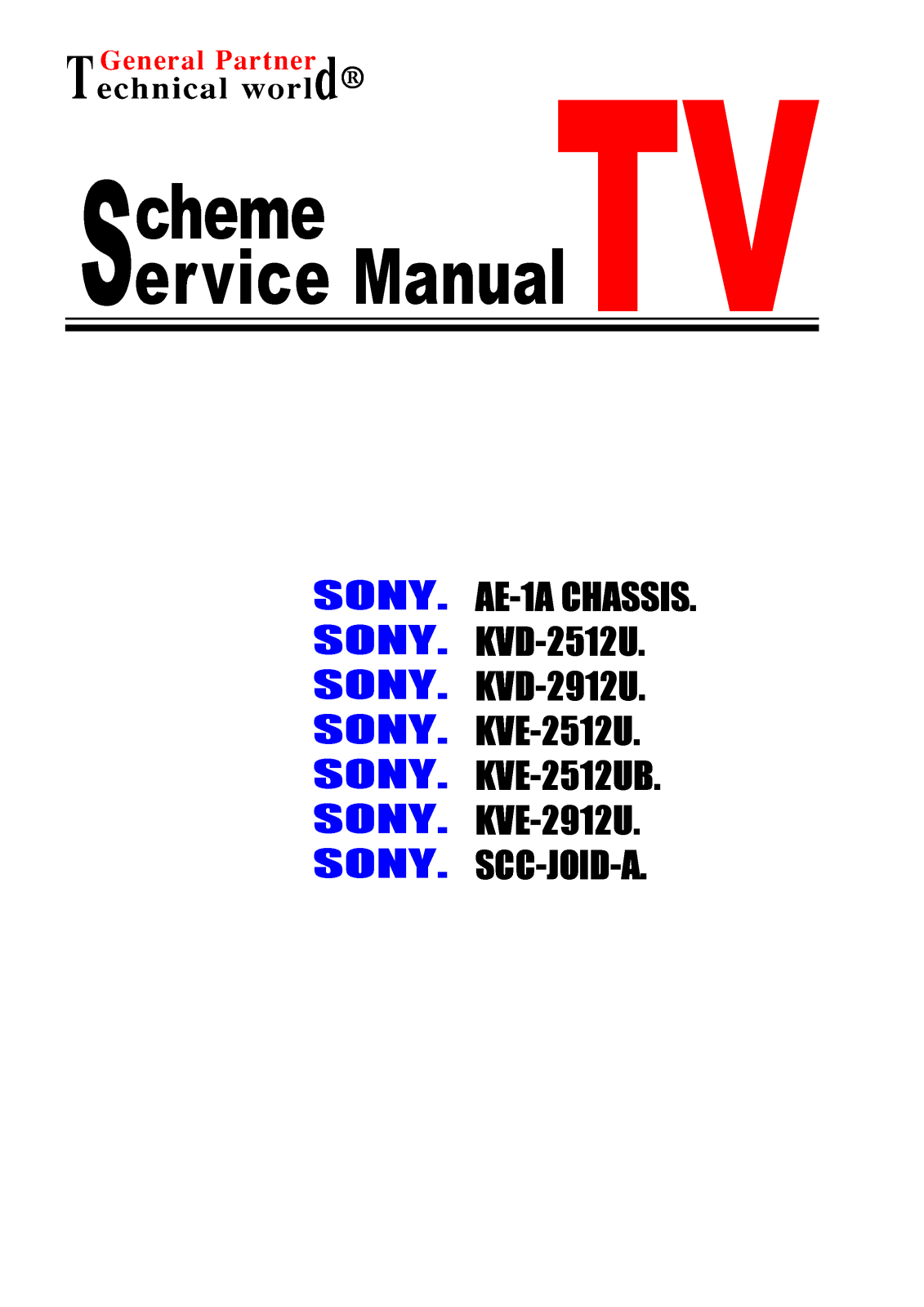 Sony KVD-2912U, KVD-2512U, KVE-2512U Schematic
