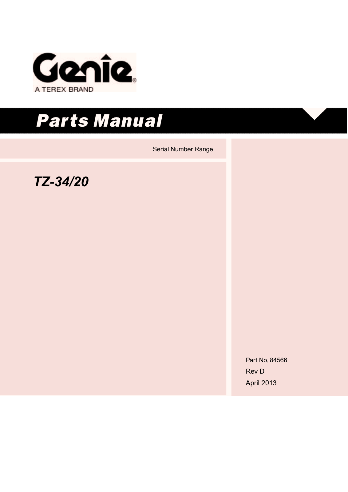 Genie TZ-34 Parts Catalogue