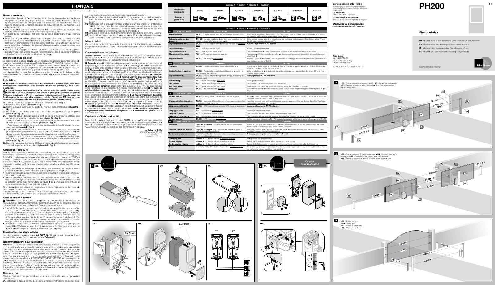 Nice Automation PH200 User Manual