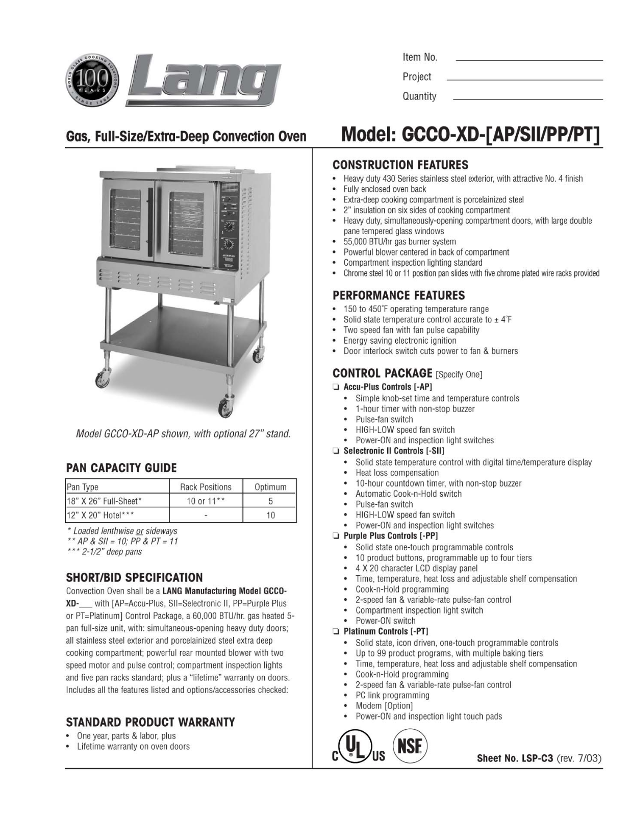 Lang GCCO-XD-AP General Manual