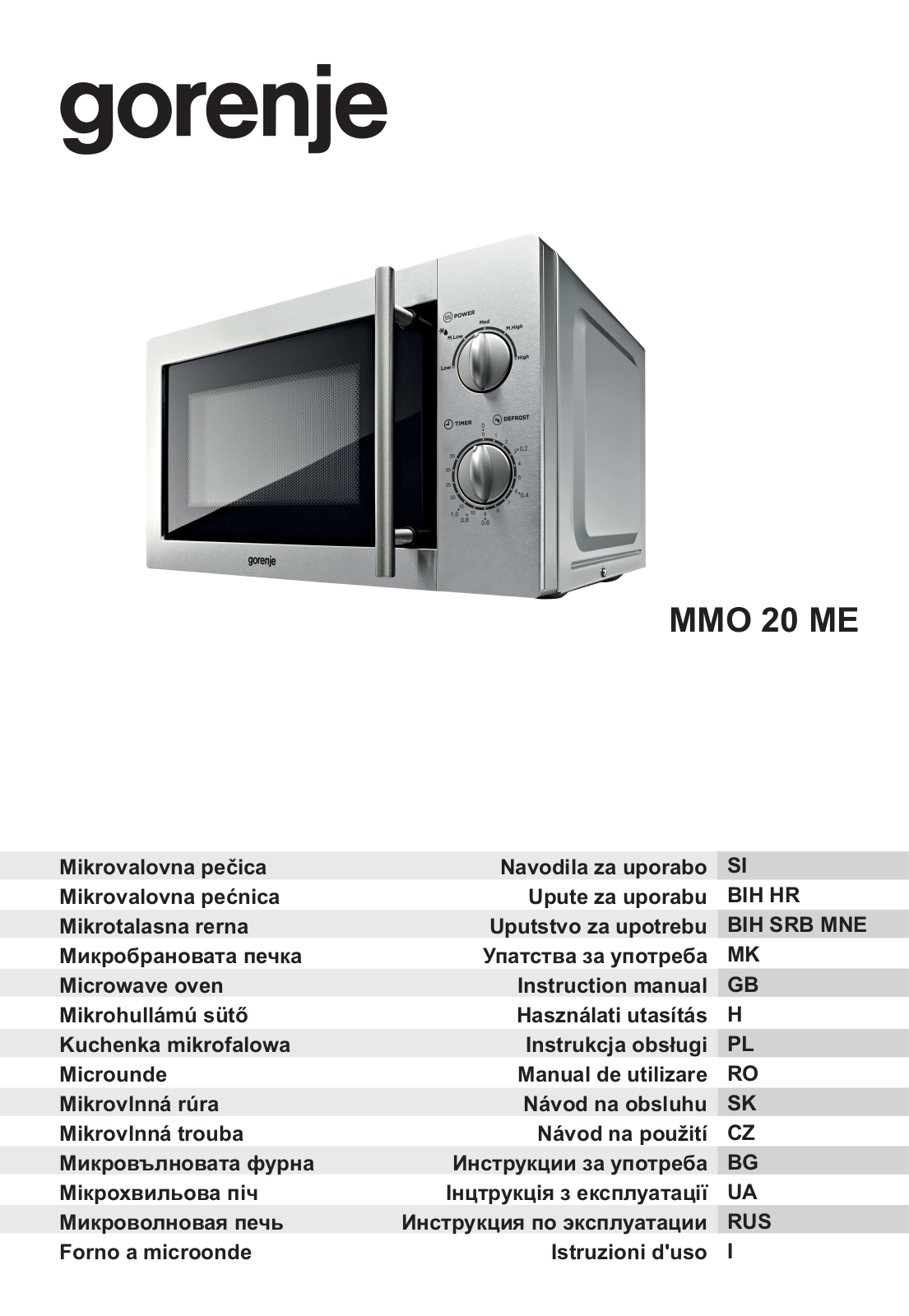 Gorenje MMO20MEII User manual