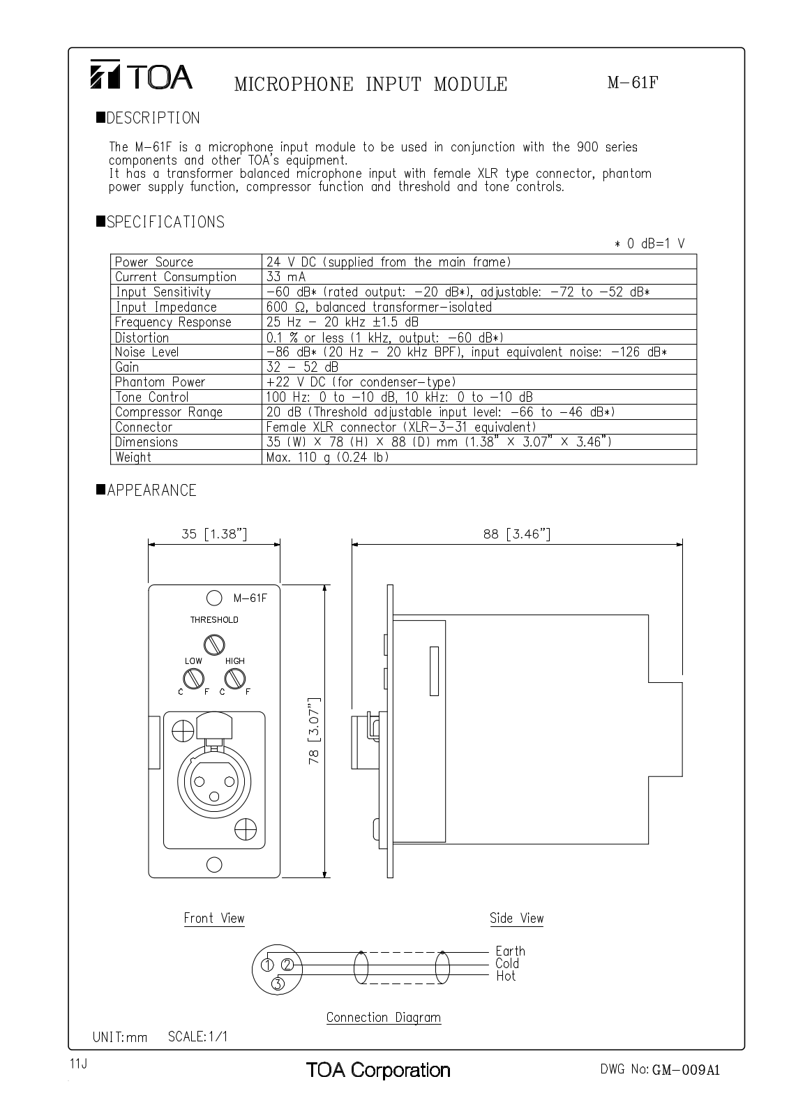 TOA M-61F User Manual