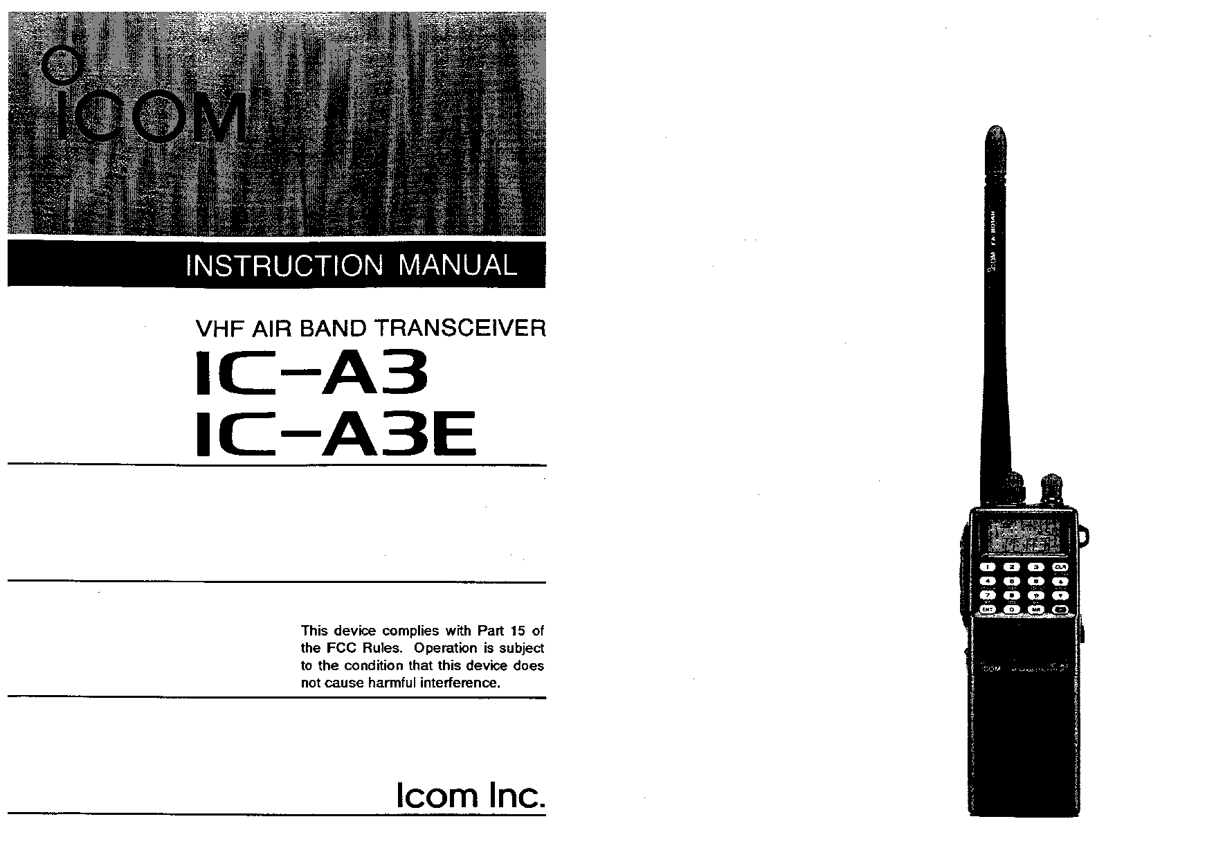 Icom IC-A3E, IC-A3 User Manual