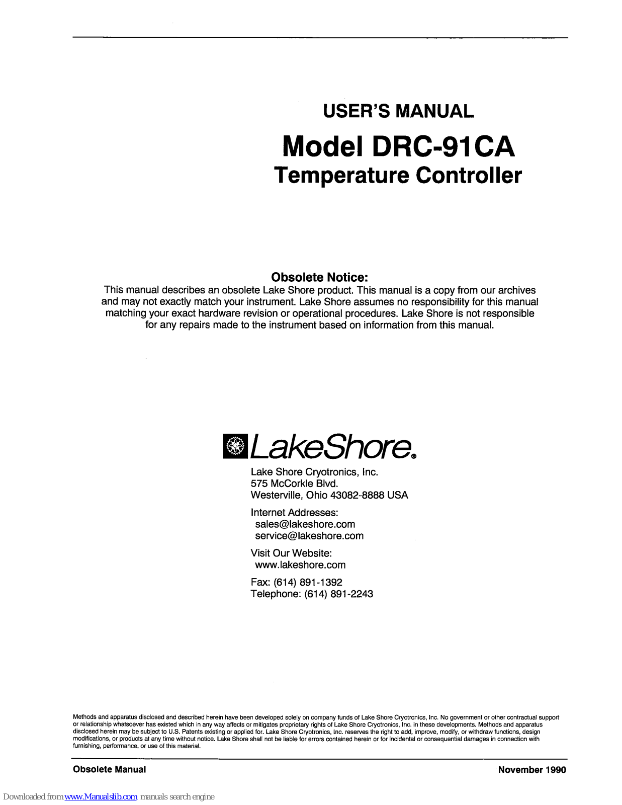 Lakeshore DRC-91CA User Manual