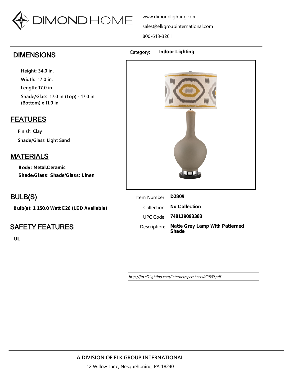 ELK Home D2809 User Manual