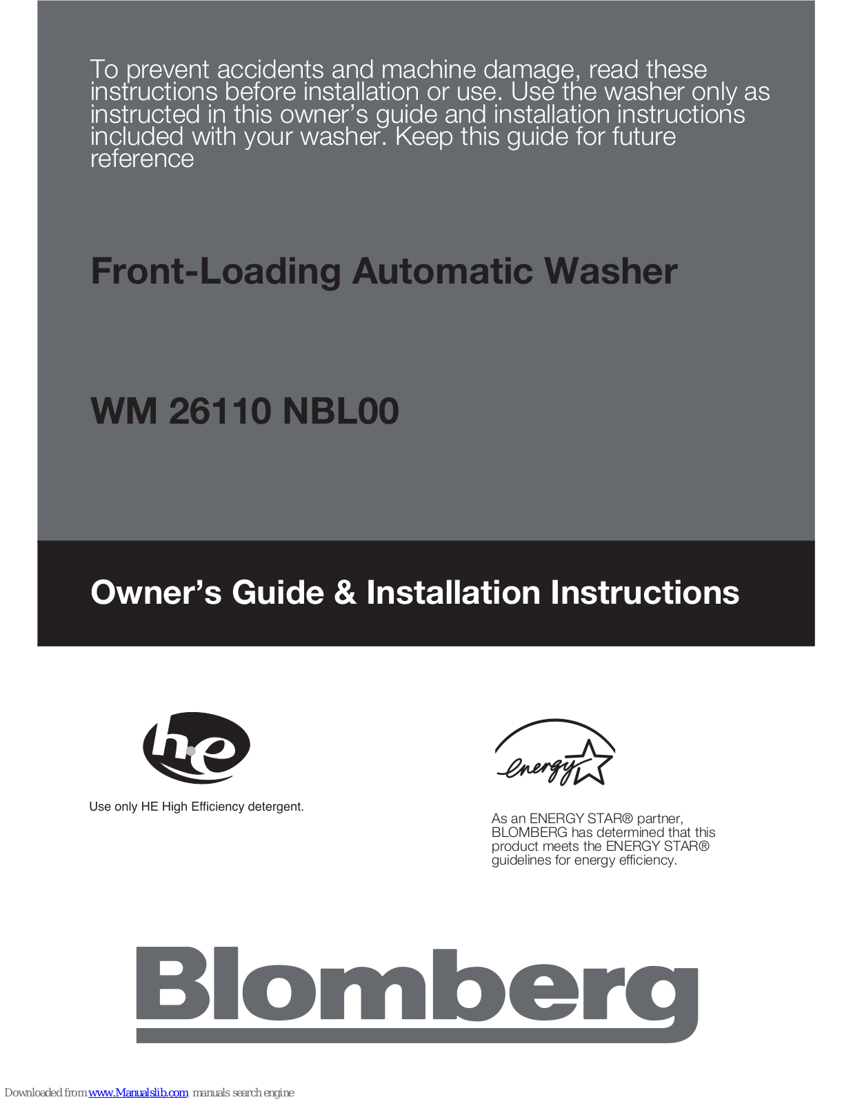 Blomberg WM 26110 NBL00 Owner's Manual