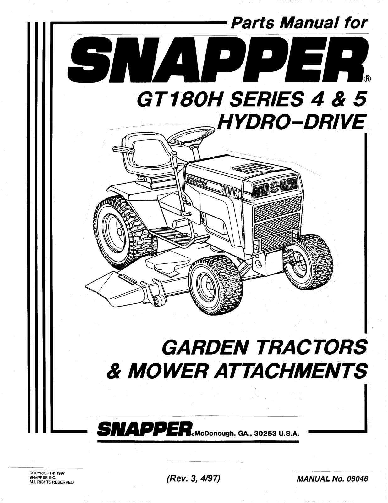 Snapper GT180H User Manual