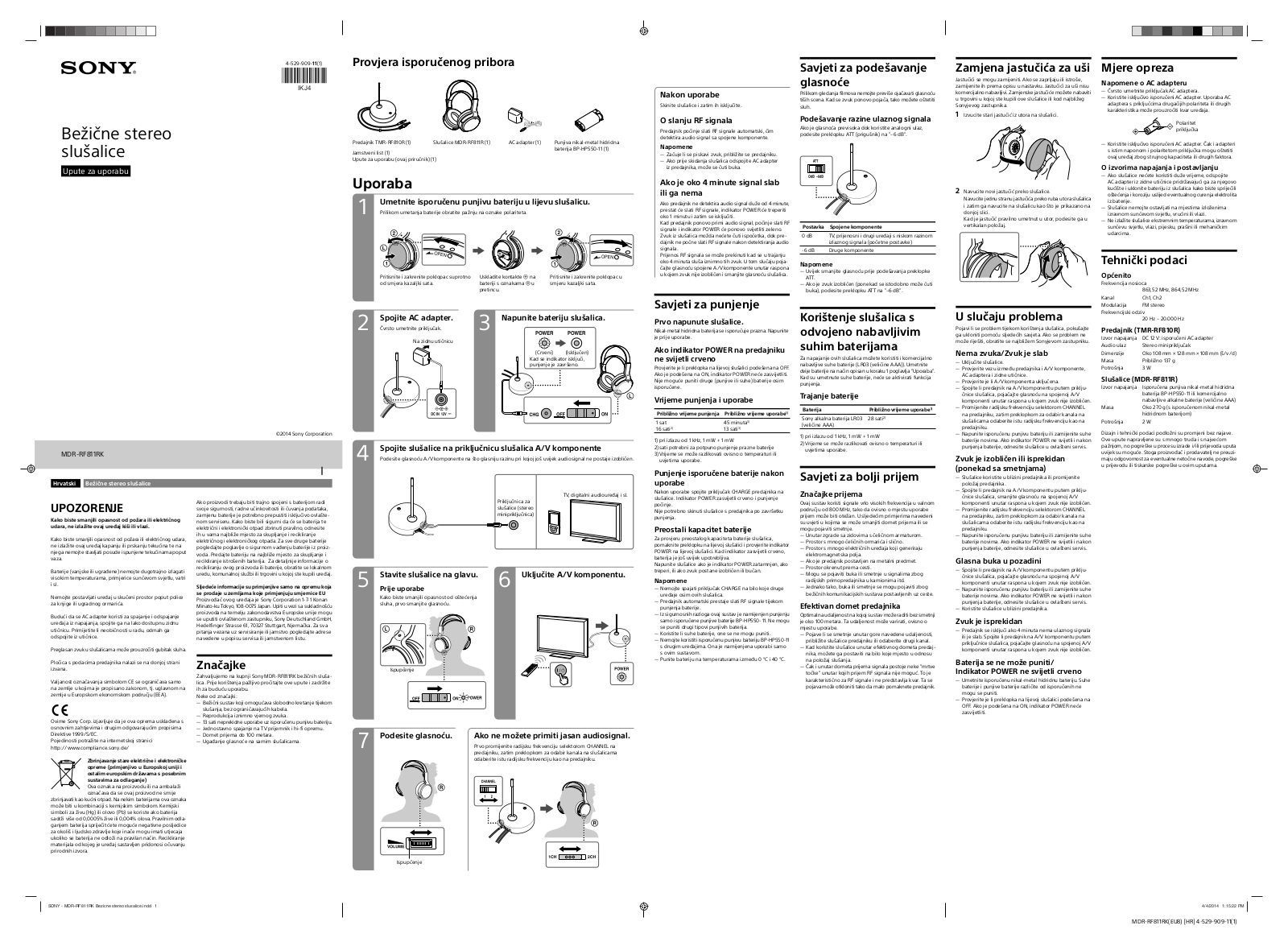 Sony MDR-RF811RK Instructions for use