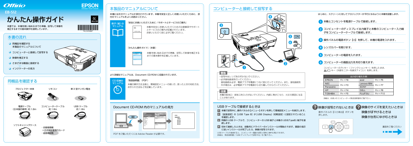 Epson EB-S12 Quick start guide