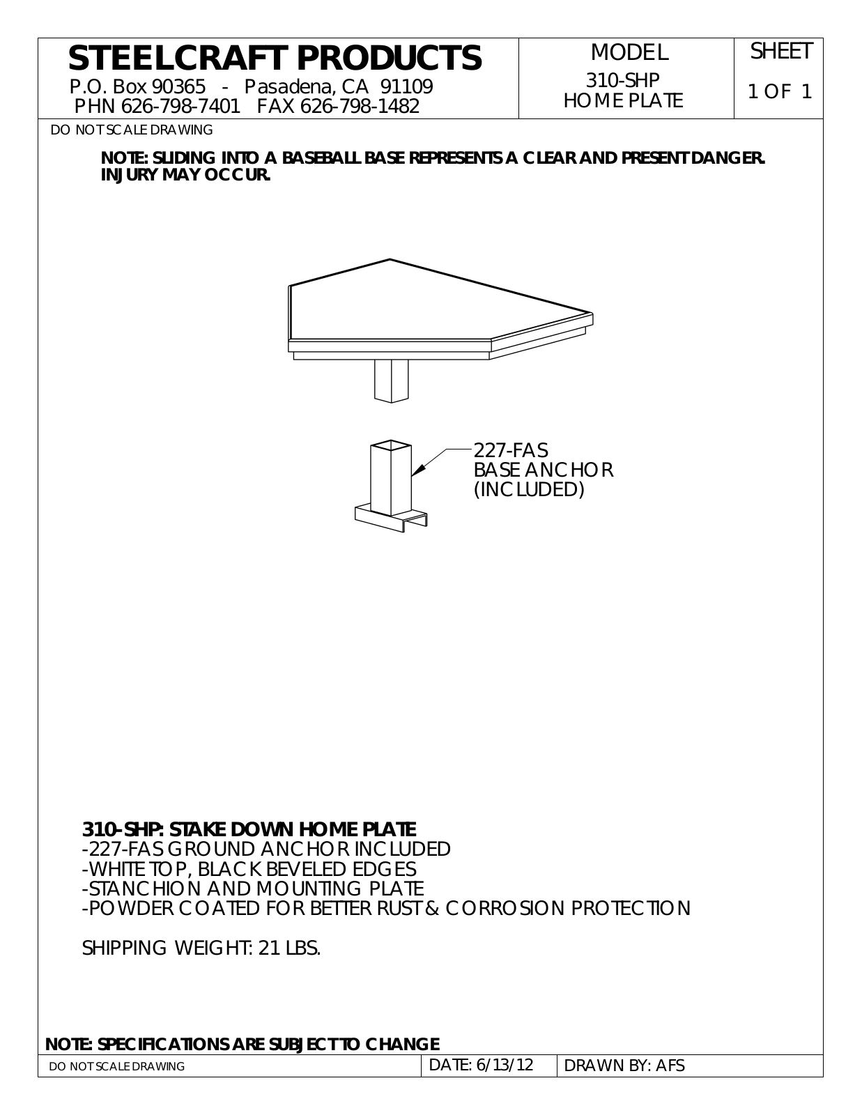 LA STEELCRAFT 310-SHP User Manual