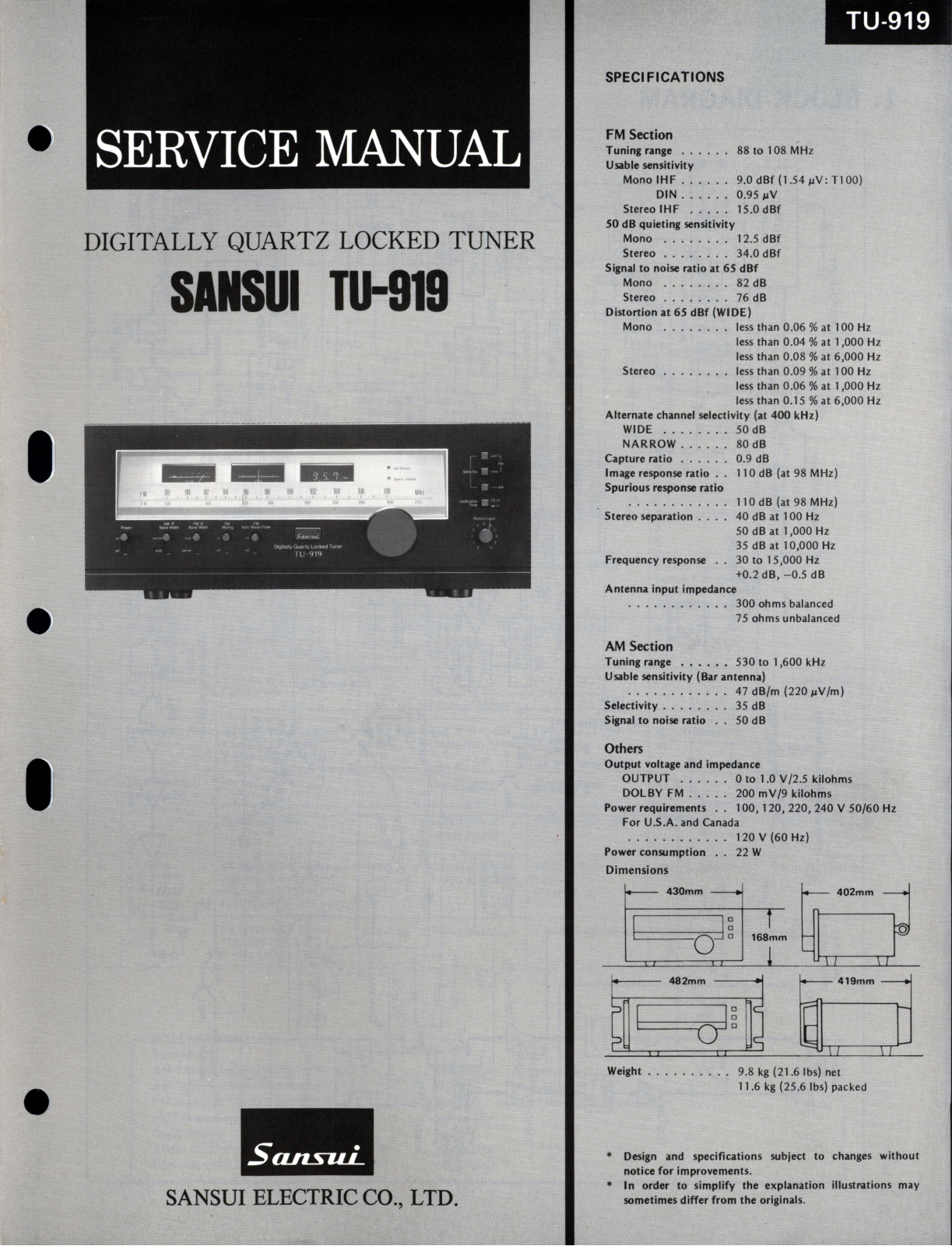 Sansui TU-919 Service manual